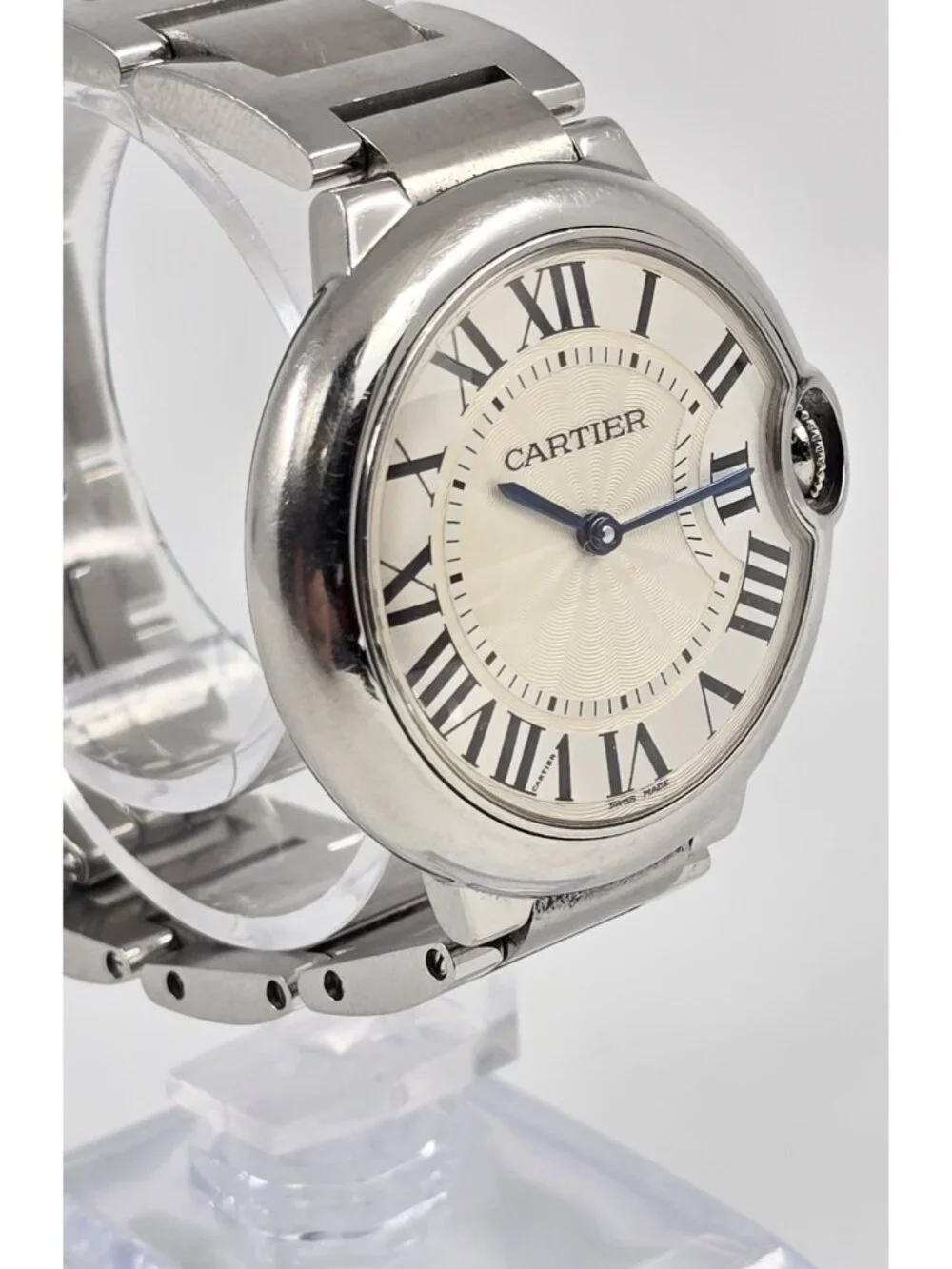 Cartier Ballon Bleu Roman Numeral 36mm Quartz Stainless Steel Wrist Watch 3005